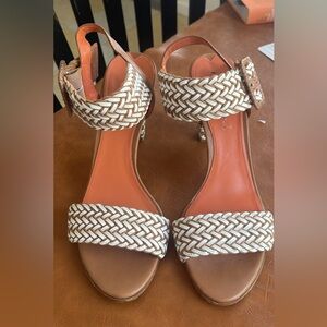 Via Spiga Women's Braided Strap Sandals - Tan and White